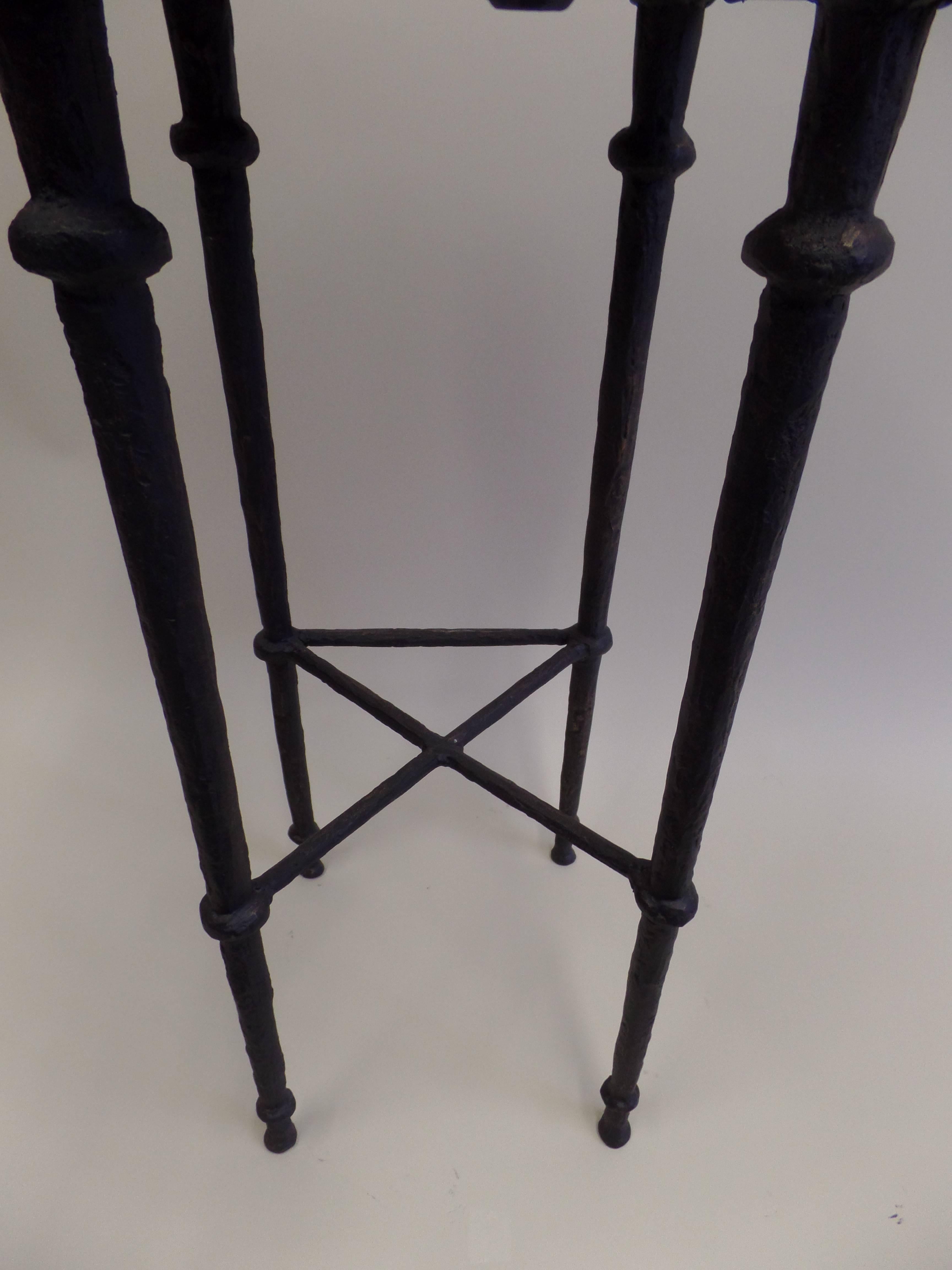 Three French Mid-Century Modern Neoclassical Solid Bronze Bar Stools, Giacometti For Sale 1