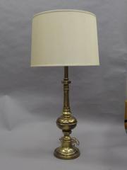 Pair of British Mid-Century Modern Neoclassical Brass Baluster Table Lamps