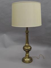 Pair of British Mid-Century Modern Neoclassical Brass Baluster Table Lamps