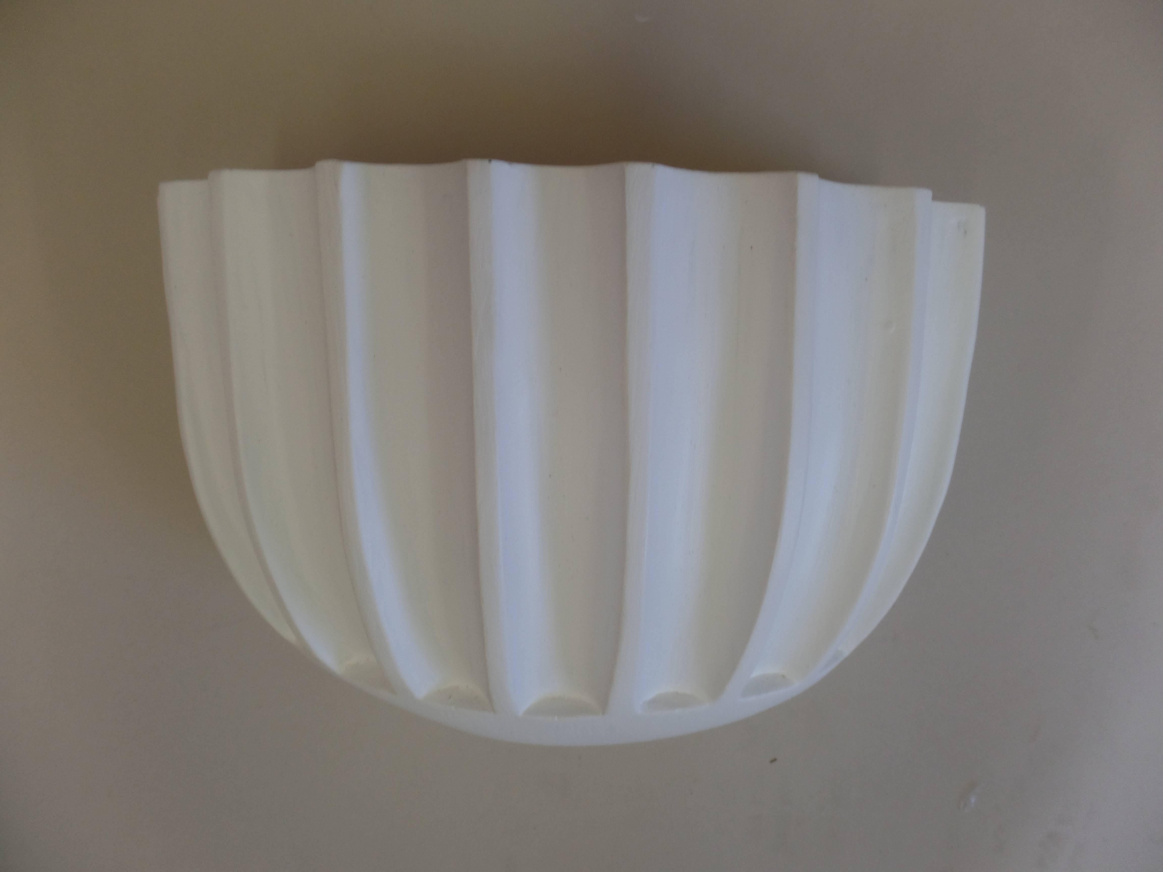 20th Century 2 Pairs of French Art Deco / Mid-Century Modern Plaster Wall Sconces For Sale