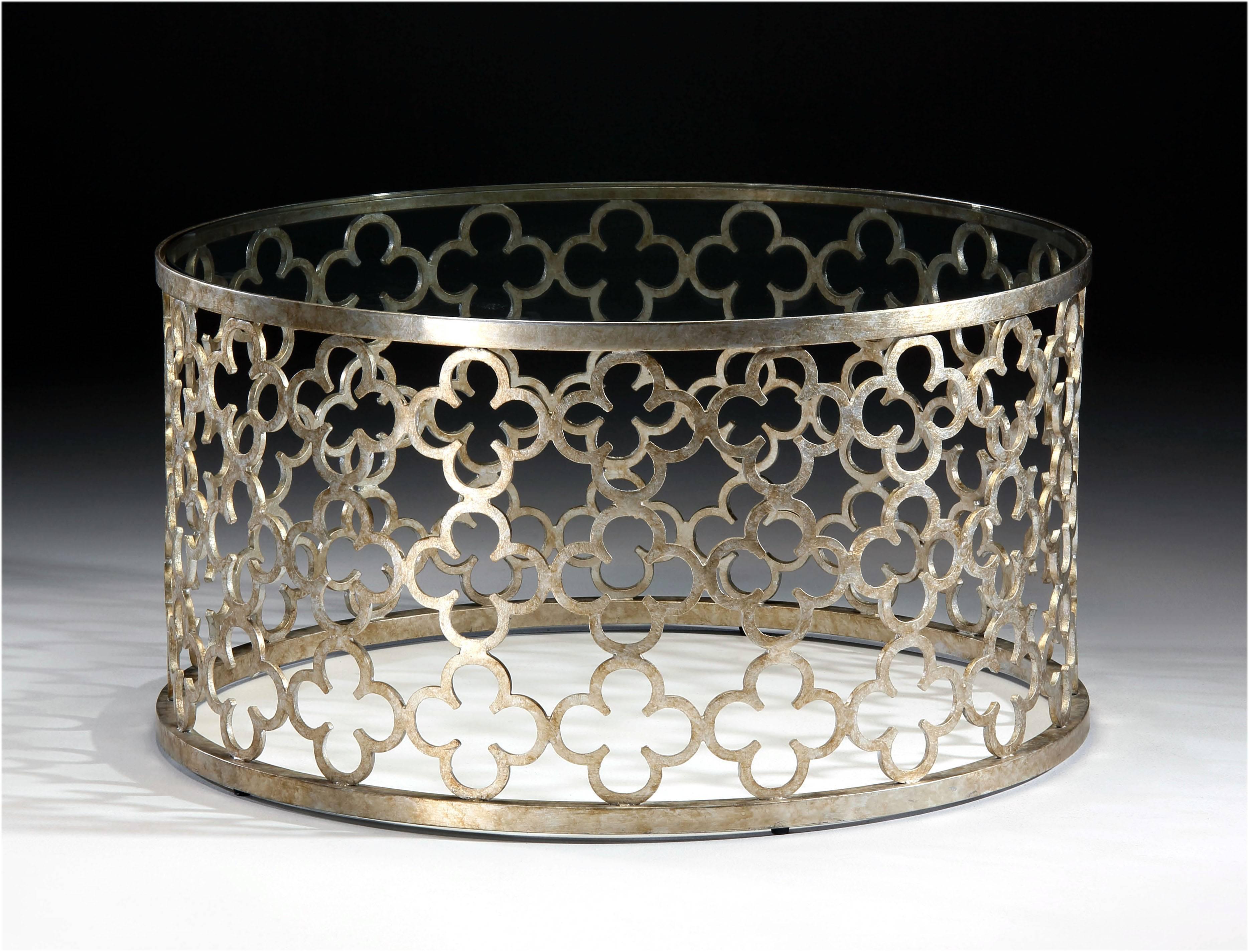 Mid-Century Modern Large Round Italian Silver and Gilt Wrought Iron Coffee Table For Sale