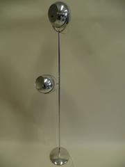 Large Italian Mid-Century Modern / Space Age Nickel Floor Lamps, Reggiani, Pair