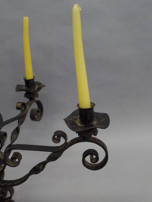 Spanish Wrought Iron Midcentury Candelabra, Centerpiece, Chandelier For