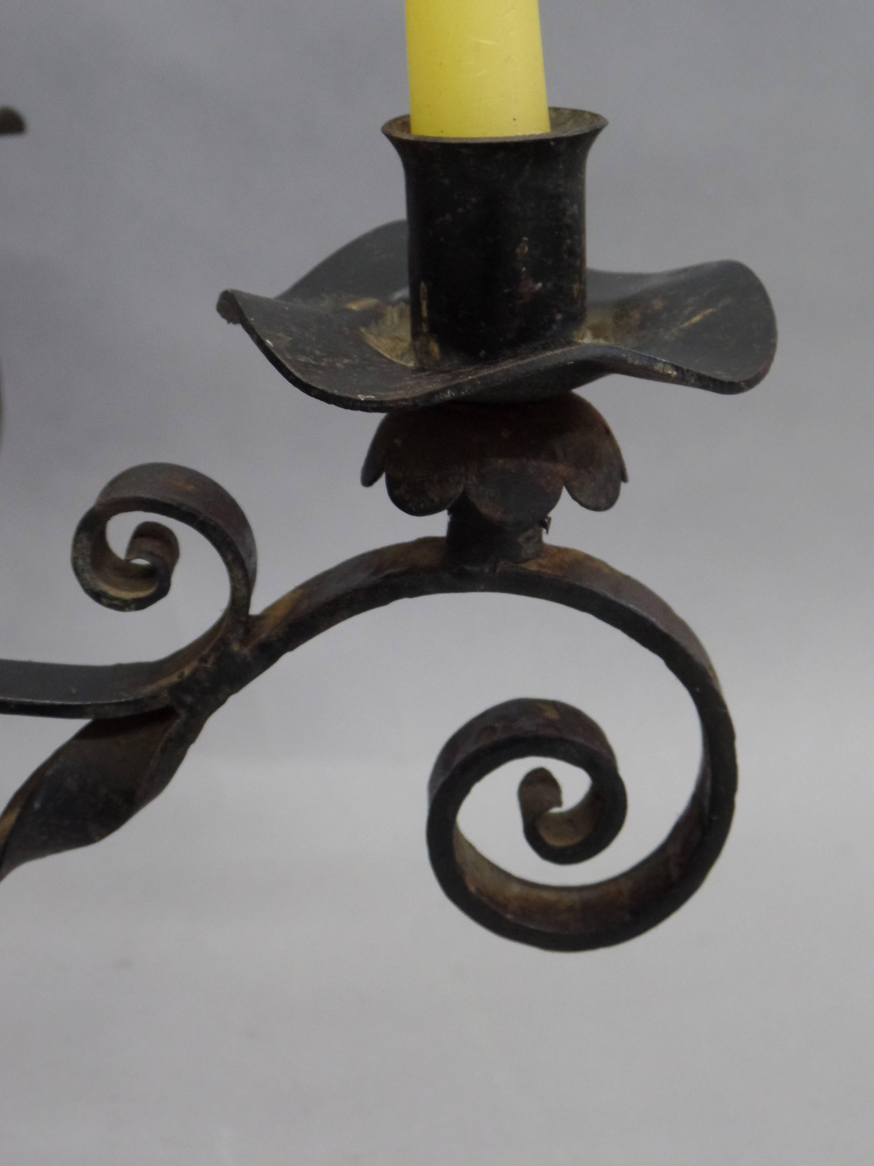 French Wrought Iron Midcentury Candelabra, Centerpiece, Chandelier For Sale 1