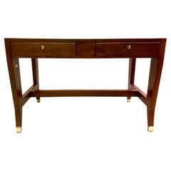 Black Onyx Glass & Walnut Italian Mid-Century Modern Executive Desk by Gio Ponti