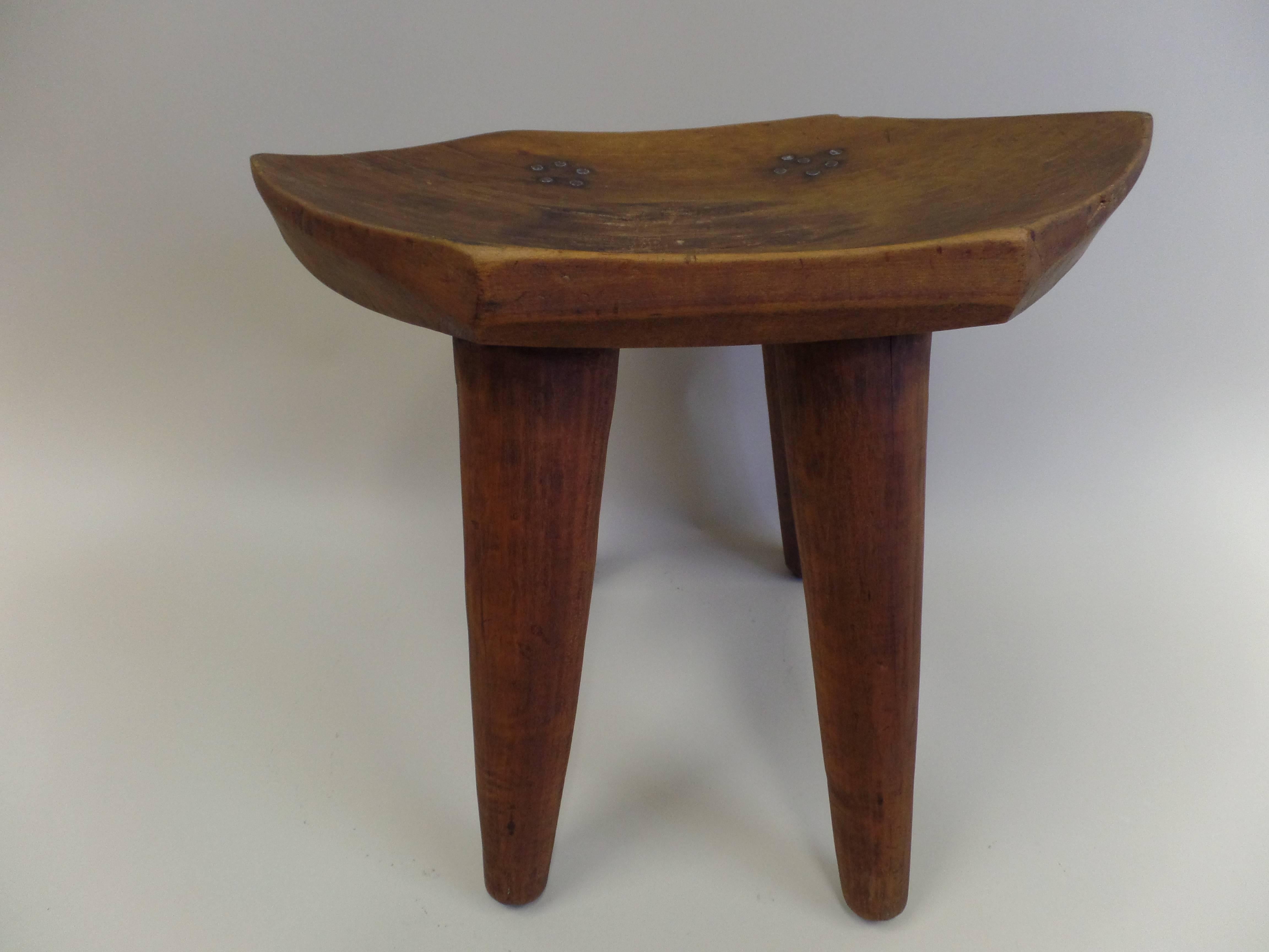 French 1930s Hand-Carved Modern Craftsman Stool 3