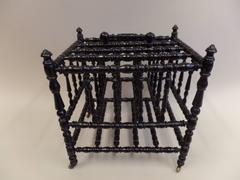 French Mid-Century Hand-Carved and Turned Wood Magazine Stand / Canterbury, 1930