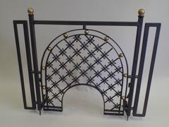 Two French Mid-Century Wrought Iron Fire Screens Attributed to Gilbert Poillerat
