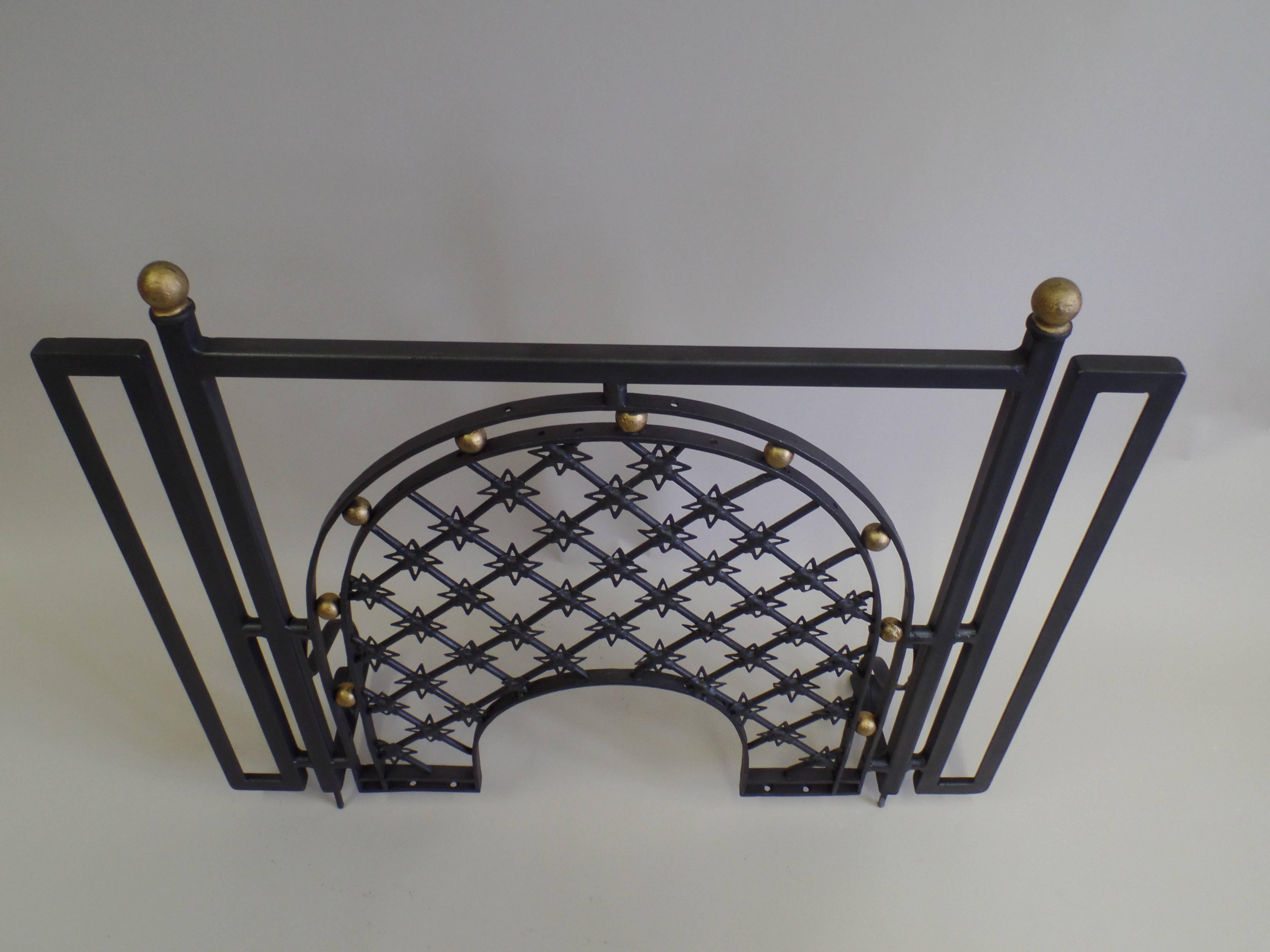 Mid-Century Modern Two French Mid-Century Wrought Iron Fire Screens Attributed to Gilbert Poillerat For Sale