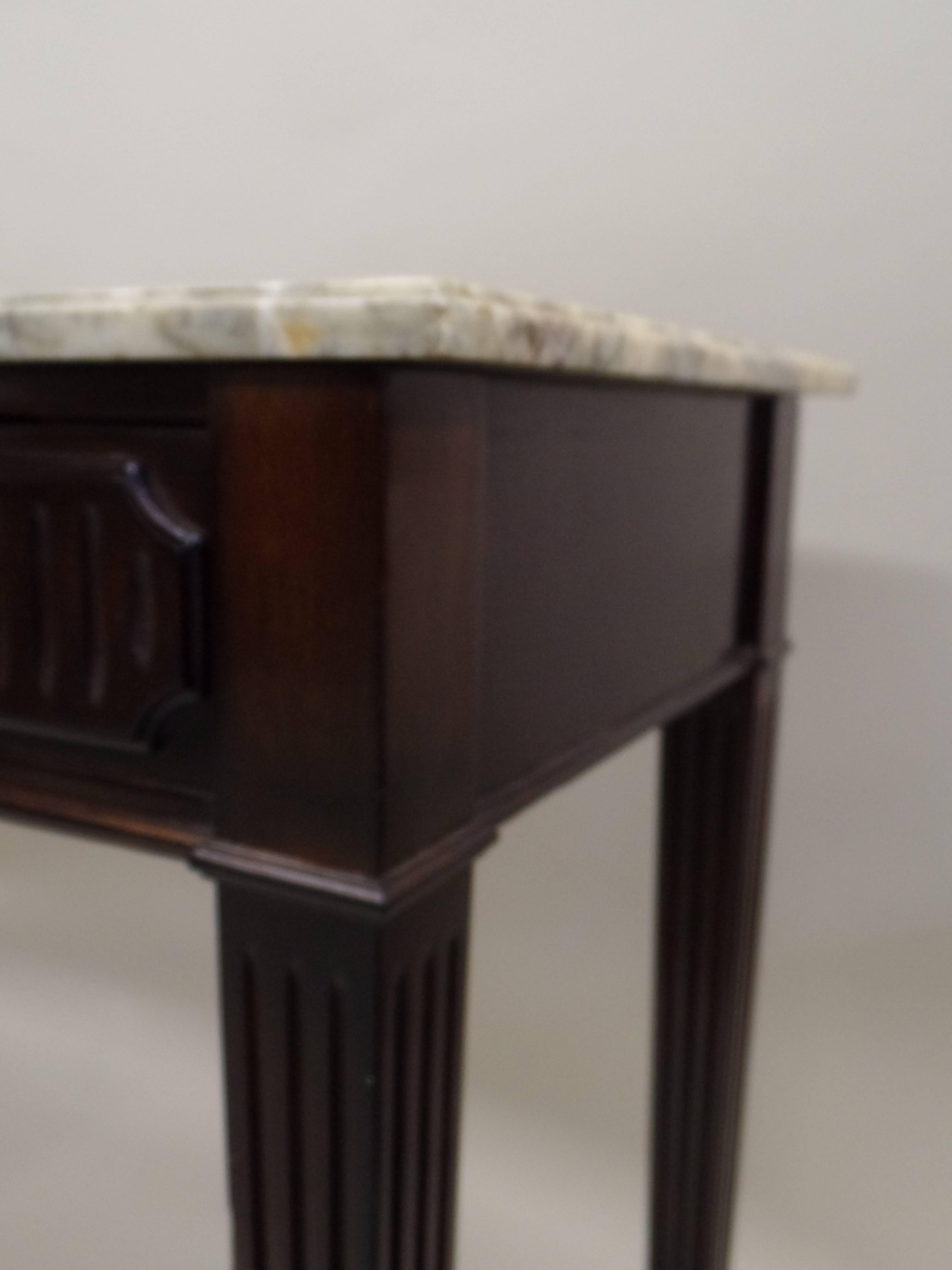 Large Italian Mid-Century Modern Wood & Marble Console Table, Paolo Buffa 1