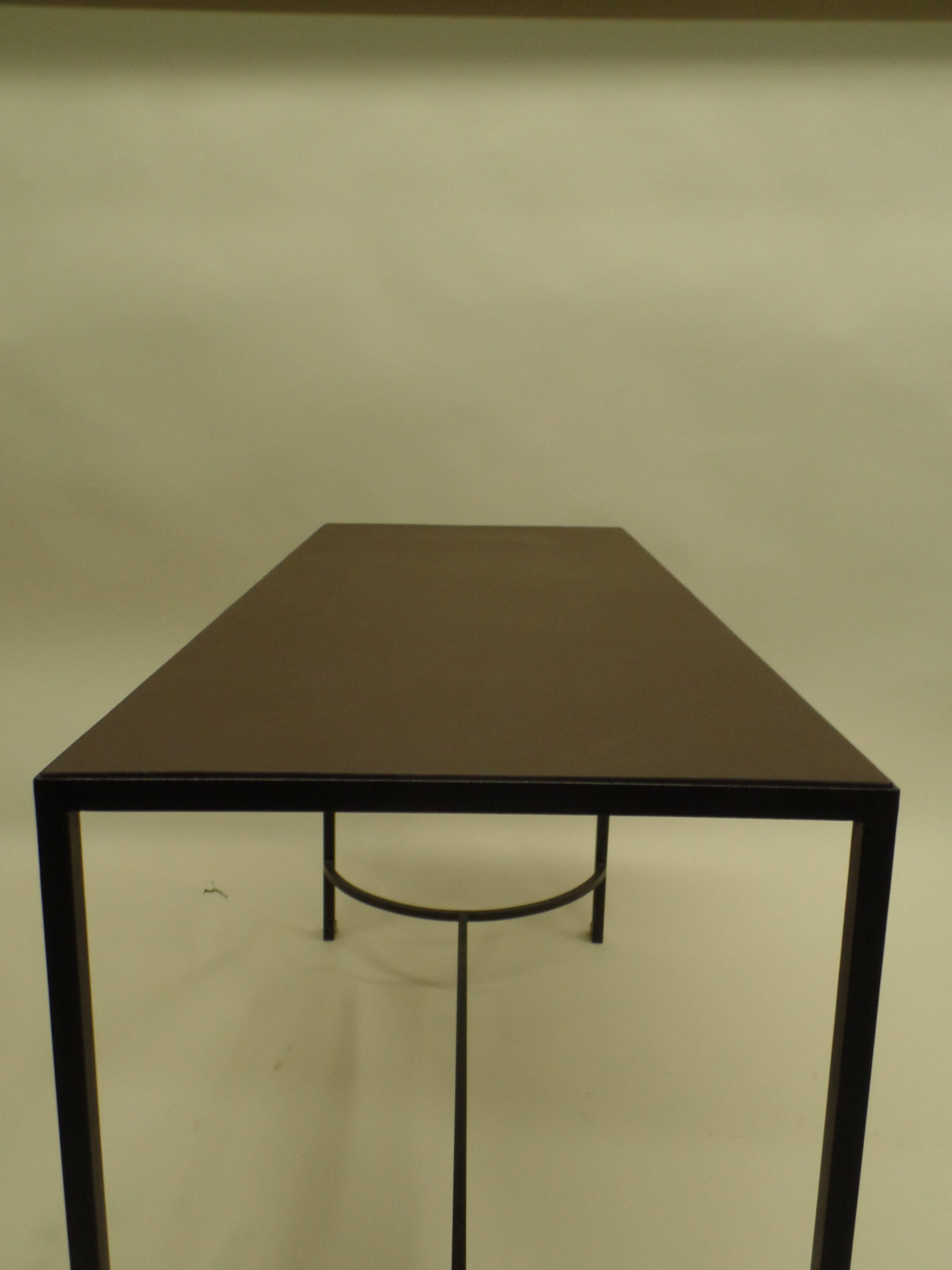 French Mid-Century Modern Iron & Leather Desk / Console Attr. Marc Duplantier 2