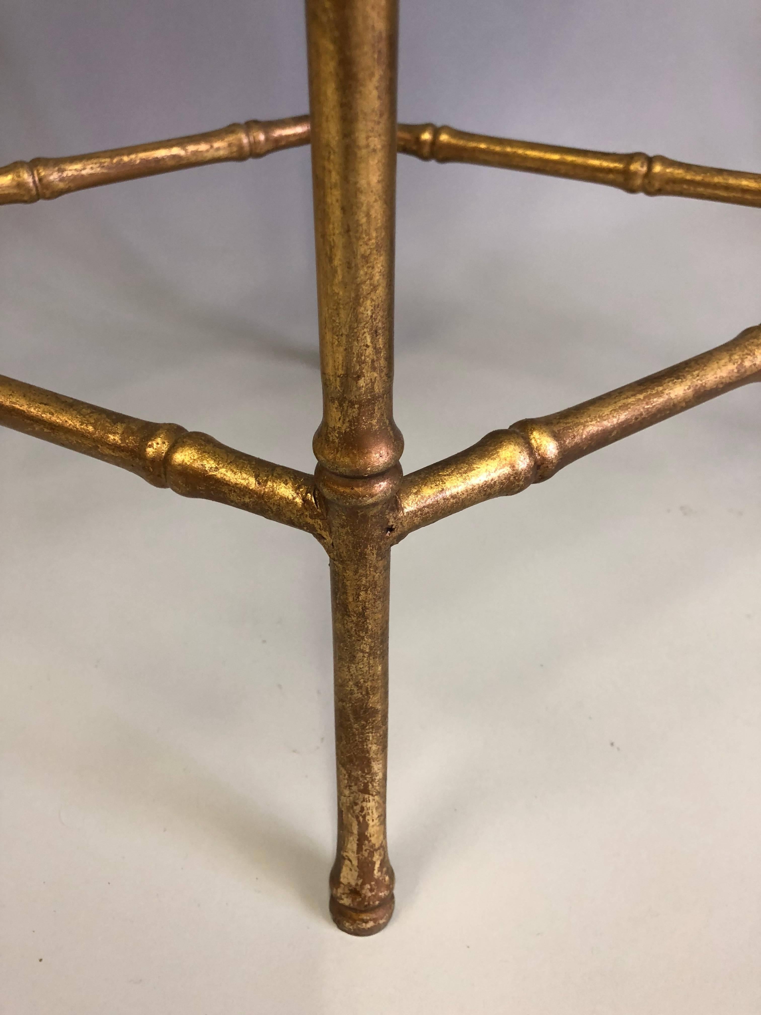 Large French Mid-Century Modern Gilt Iron Faux Bamboo Console, Maison Bagues 6