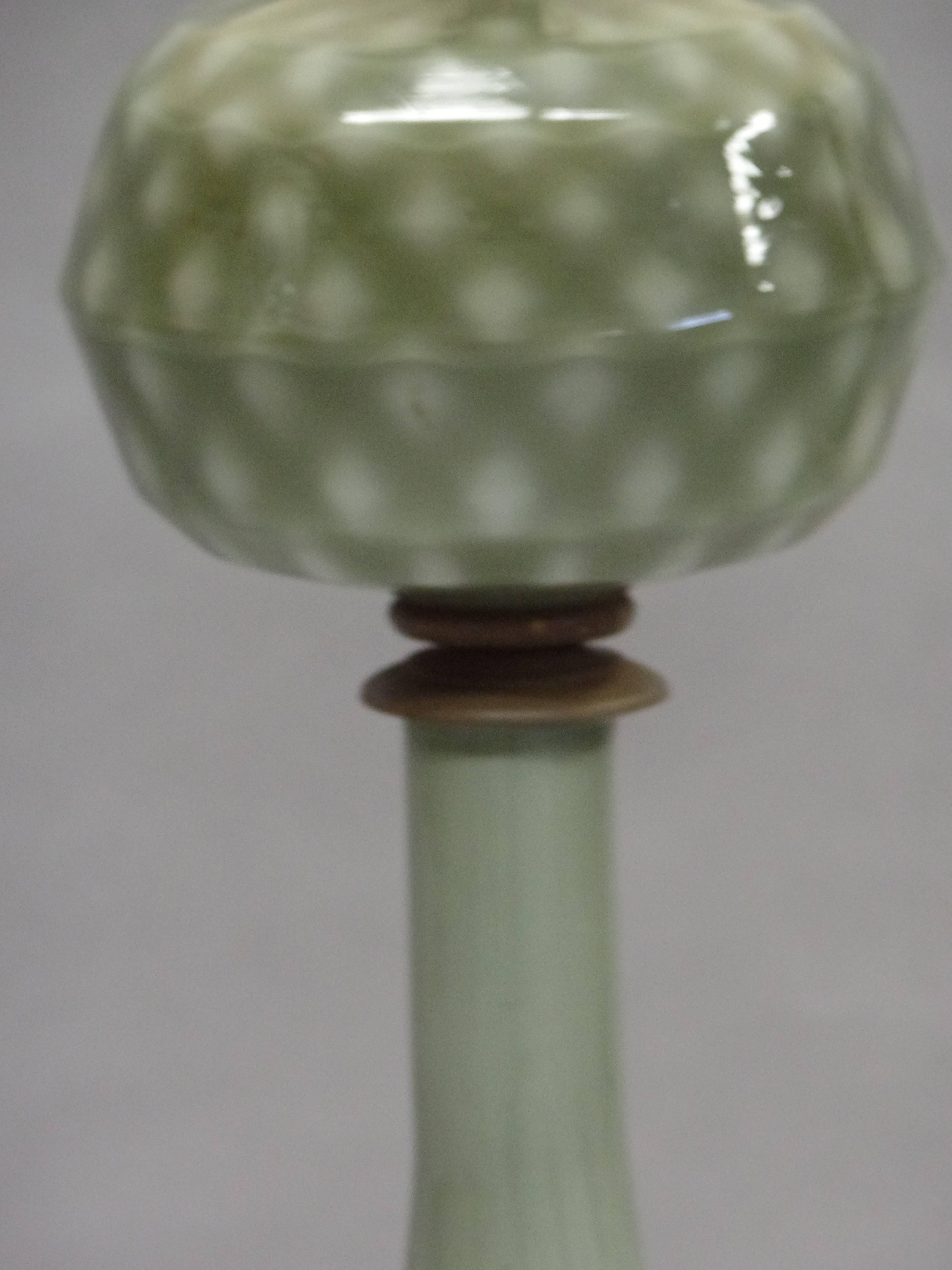 Mid-20th Century Pair of Large Mid-Century Modern Neoclassical Murano/Venetian Glass Table Lamps For Sale