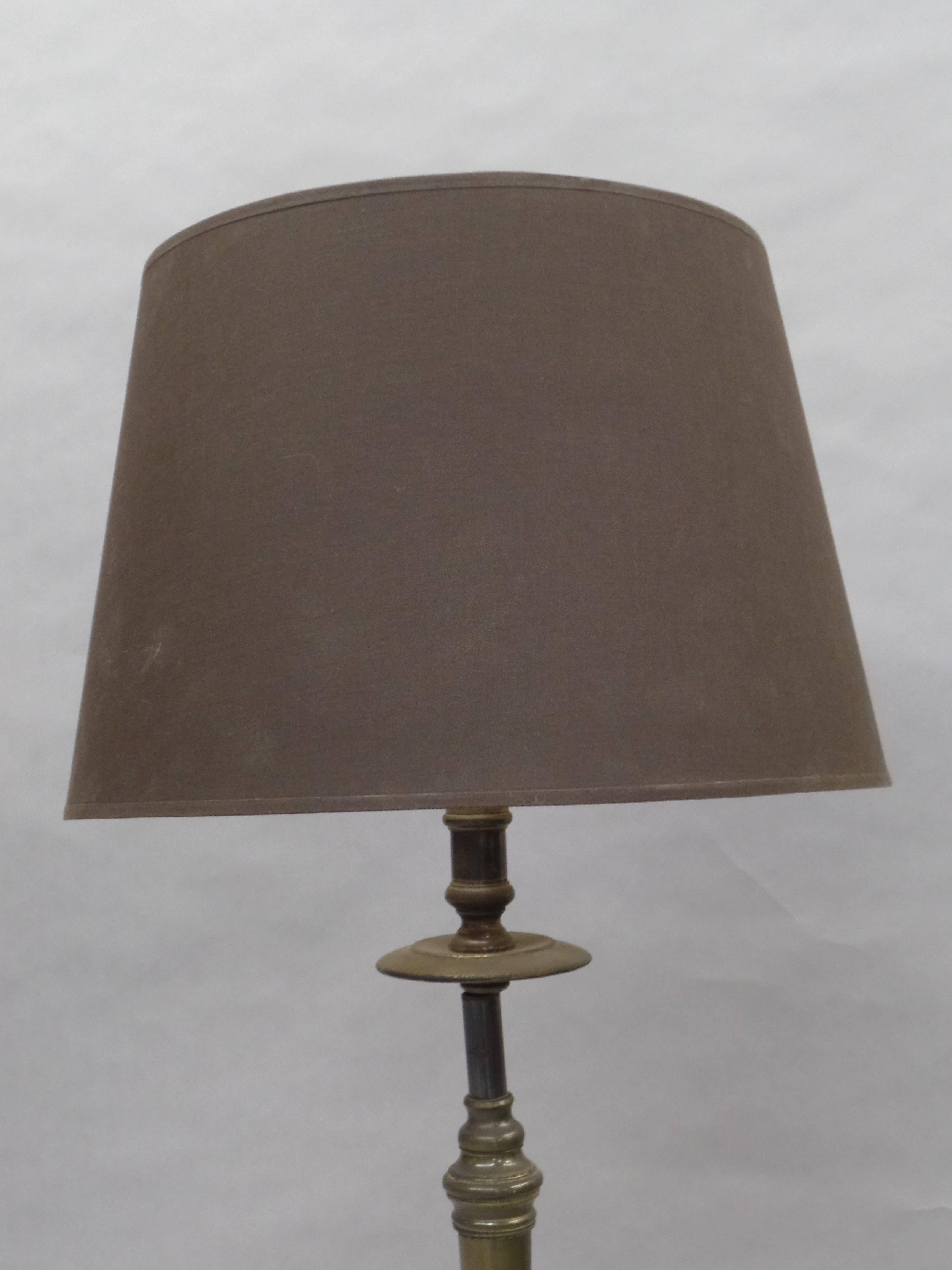 Pair of French Midcentury Neoclassical Candlestick Form Table Lamps, 1930 In Fair Condition For Sale In New York, NY