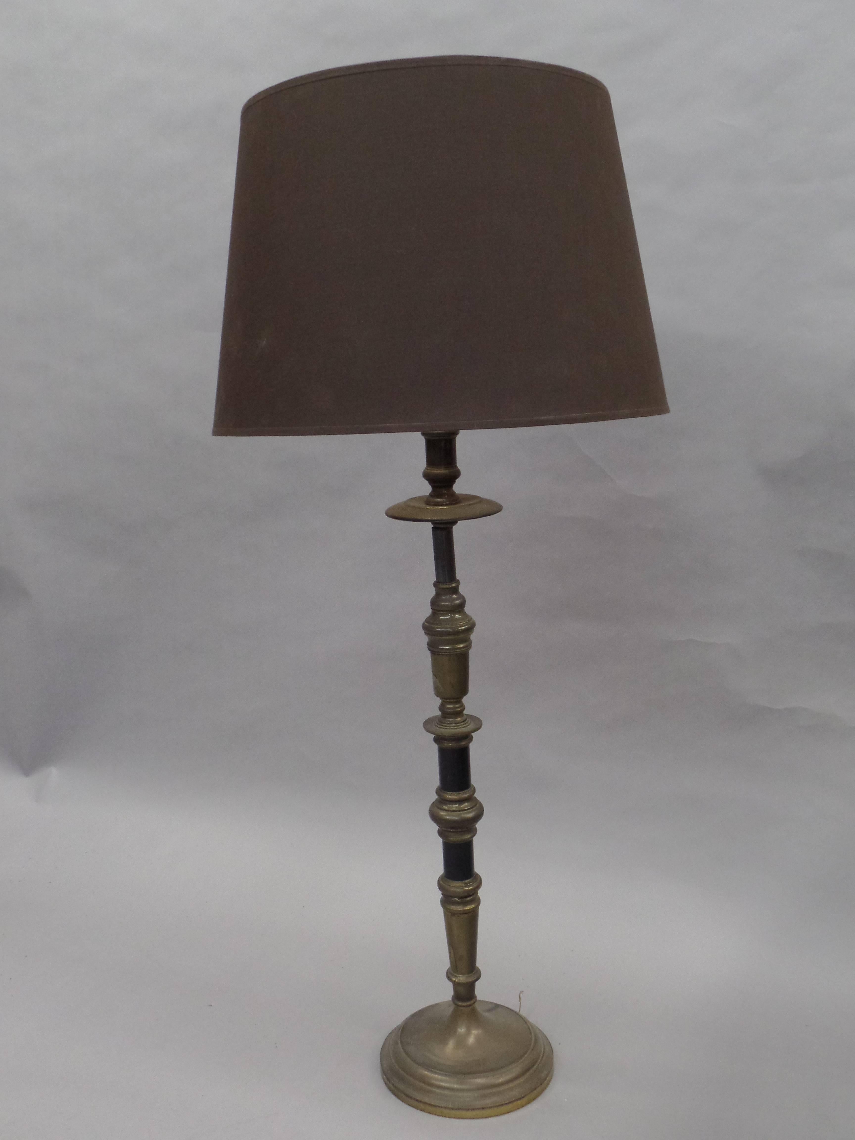 Mid-Century Modern Pair of French Midcentury Neoclassical Candlestick Form Table Lamps, 1930 For Sale