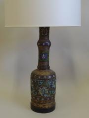 Pair of Large Gilt Bronze and Cloisonne Urn Table Lamps by 'Champeleve'
