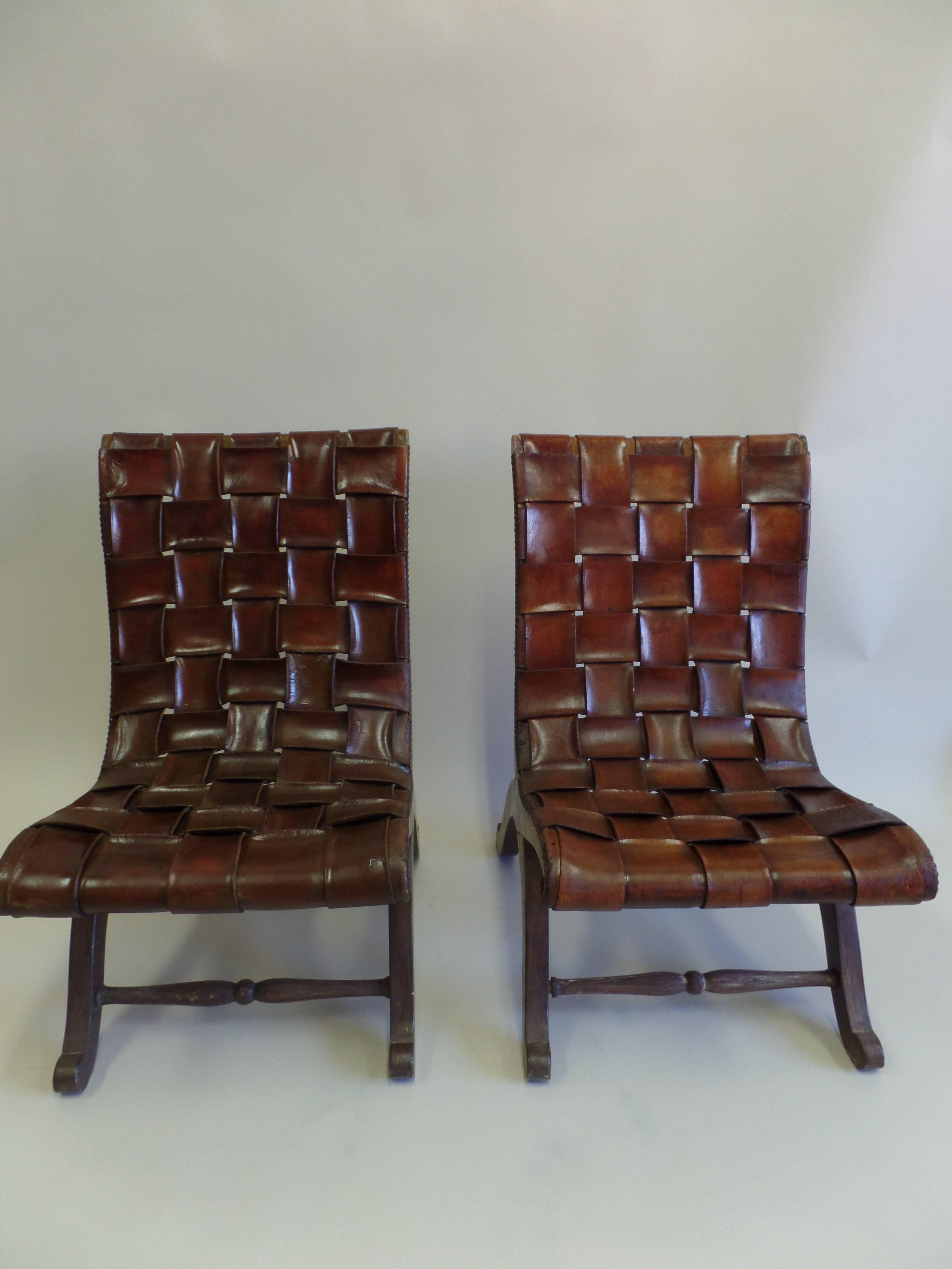 leather strap chair mid-century modern