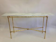 2 Italian Modern Neoclassical Gilt Iron Consoles by Giovanni Banci for Hermes