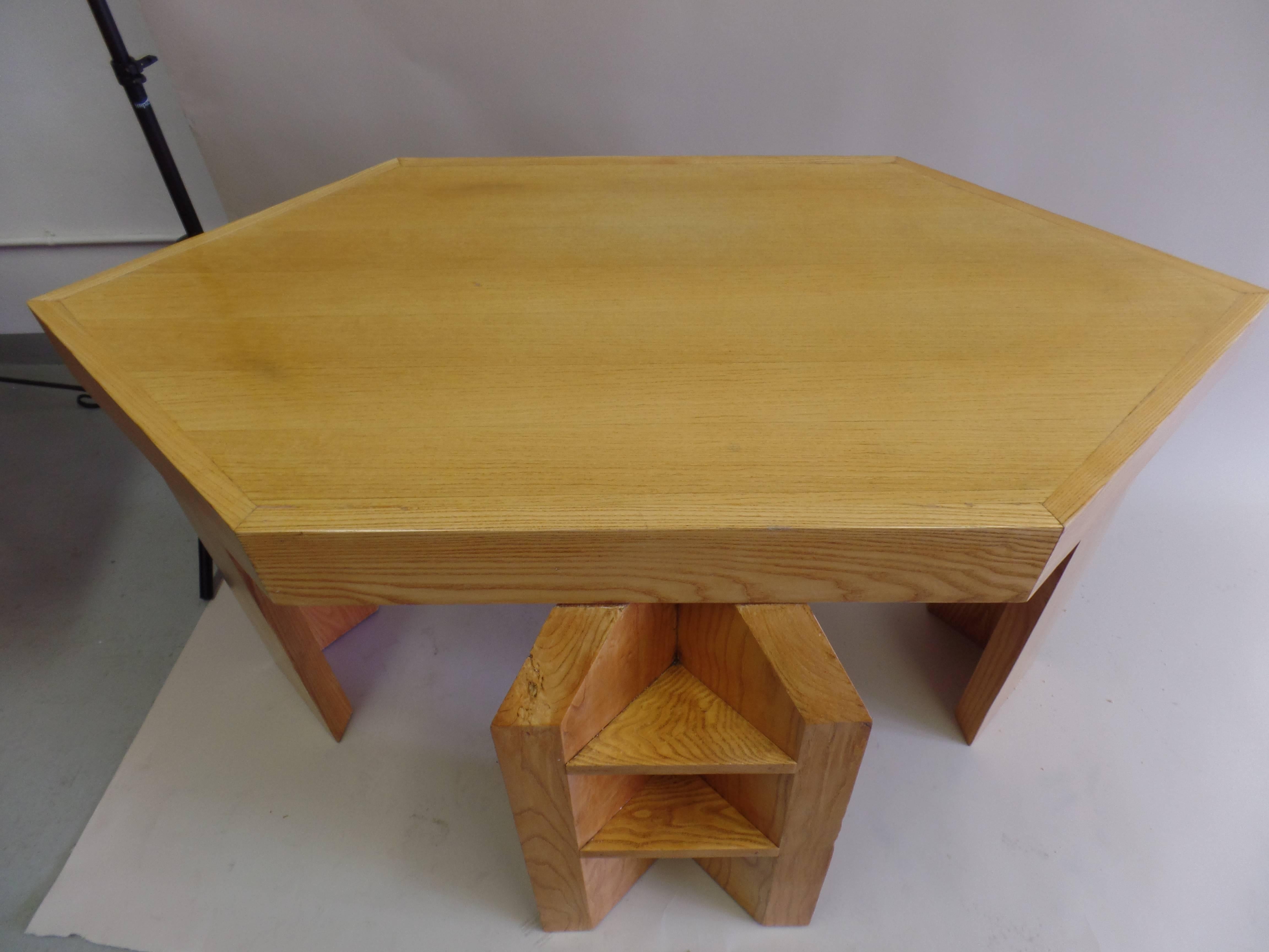  French Futurist / Mid-Century Modern Trapezoid Desk by Alain Marcoz, circa 1956 For Sale 4