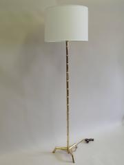 Pair Large French Mid-Century Brass Faux Bamboo Floor Lamps by Maison Bagues
