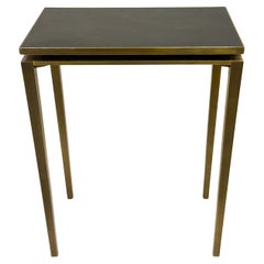 Vintage Rare French Mid-Century Solid Bronze & Leather Console, Signed by Cartier, Paris