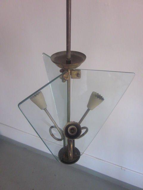 Lustre en verre italien du milieu du siècle dernier, pendentif de Luigi Fontana en vente 2
