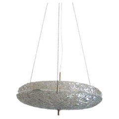 Swedish Modern Double Ring Glass Pendant by Carl Fagerlund for Orrefors