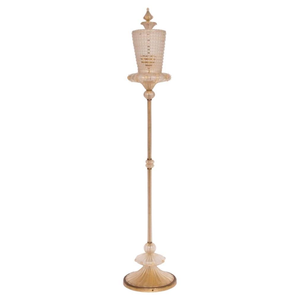 Italian Mid-Century Modern Neoclassical Murano / Venetian Glass Floor Lamp For Sale