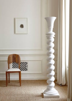 Two Rare French Surrealist Plaster Floor Lamps by Jean-Charles Moreux