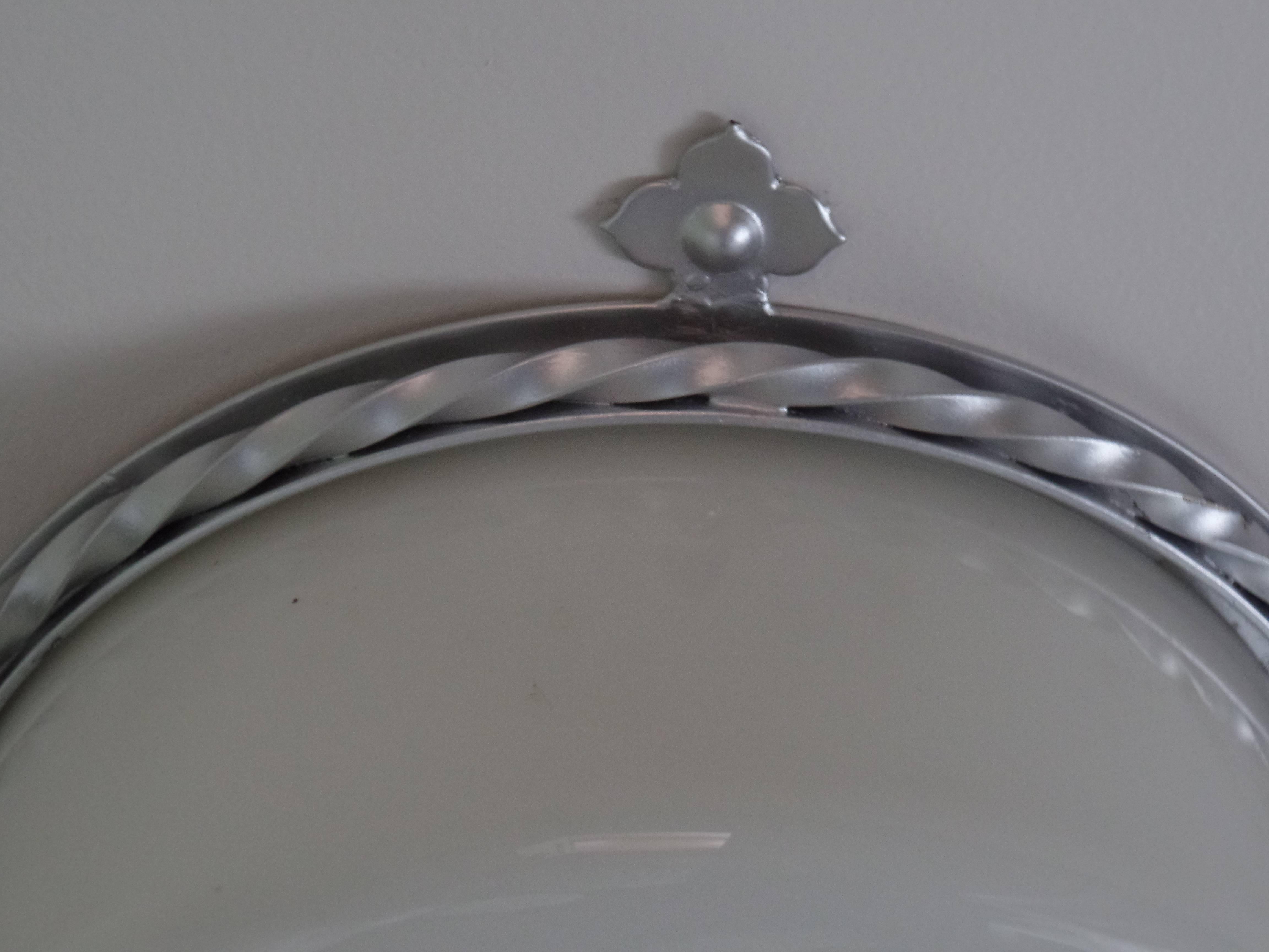 Mid-Century Modern Large French 40's Modern Neoclassical Flush Mount Fixture For Sale