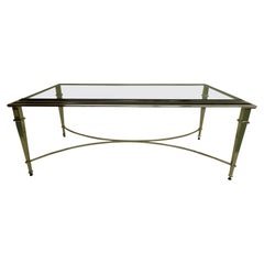 French Modern Neoclassical Polished Nickel and Glass Coffee Table, Maison Ramsay