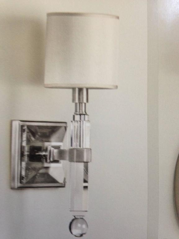 Four French Modern Neoclassical Style Wall Lights in Nickel and Crystal For Sale at 1stdibs