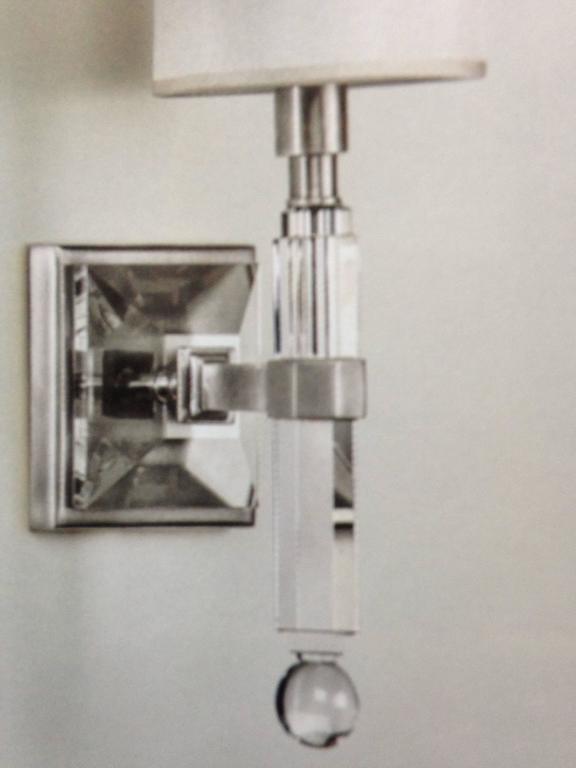 Four French Modern Neoclassical Style Wall Lights in Nickel and Crystal For Sale at 1stdibs