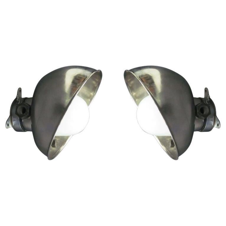 Pair French Mid-Century Marine Industrial Flush Mounts or Sconces, Jean Prouve For Sale