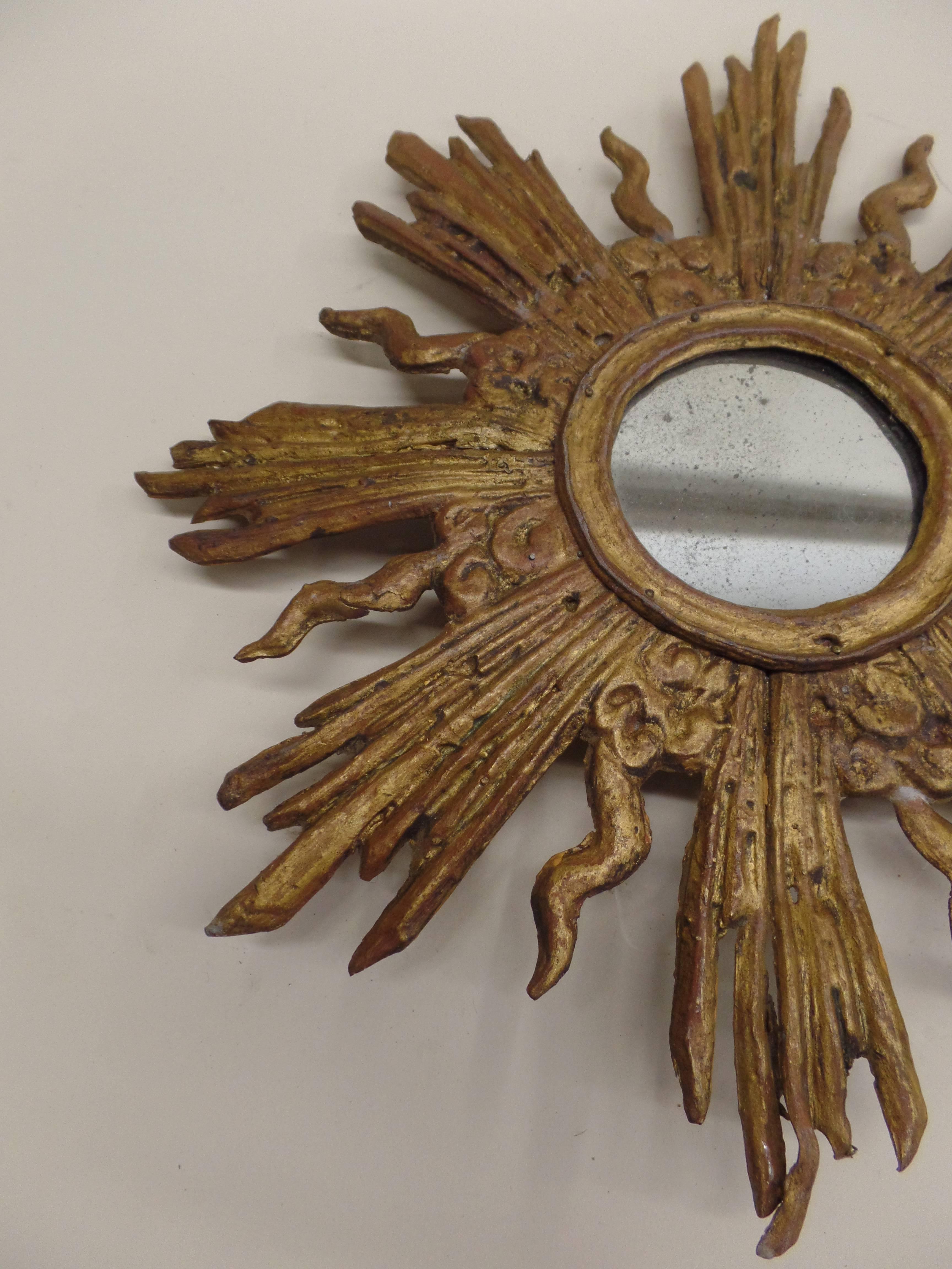 French Modern Neoclassical Gilt Lead Sunburst Mirror Attributed to Maison Jansen For Sale 1