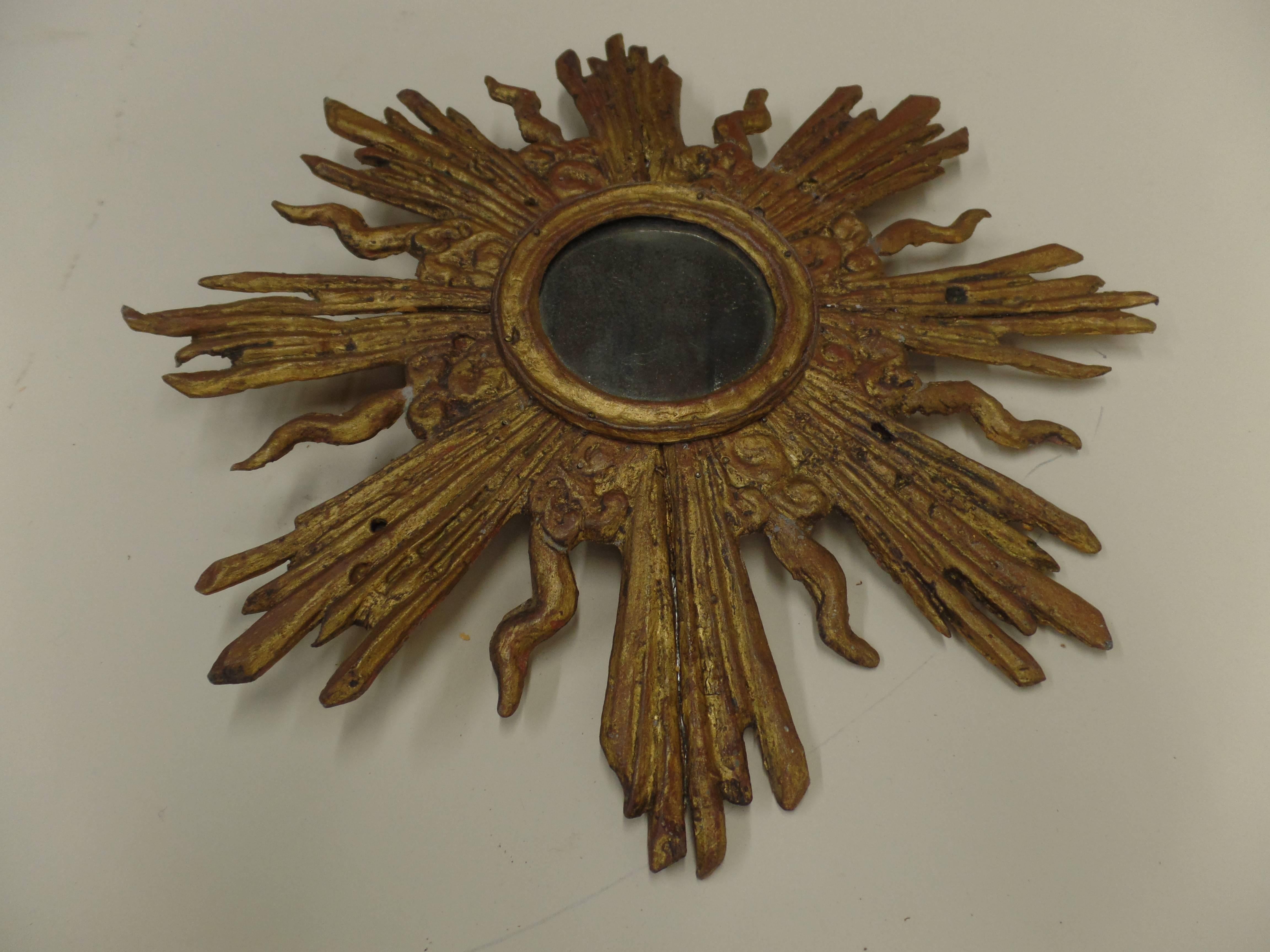French Modern Neoclassical Gilt Lead Sunburst Mirror Attributed to Maison Jansen In Good Condition For Sale In New York, NY