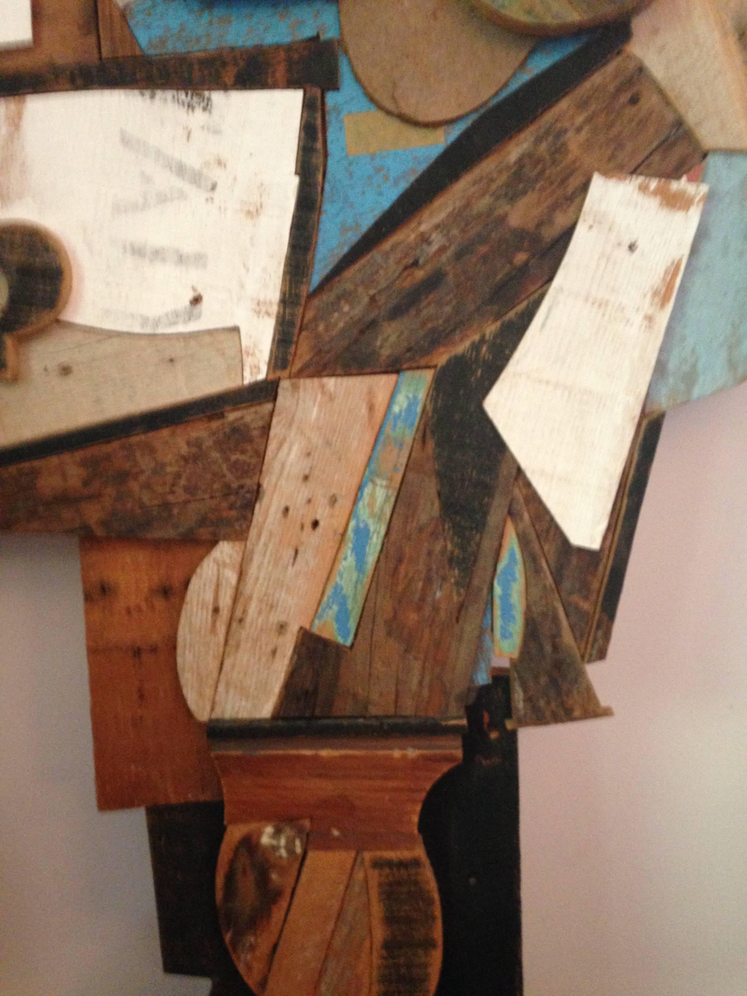 Abstract Wood Collage by Felice Antonio Botta, Italy, 20th Century In Good Condition For Sale In New York, NY