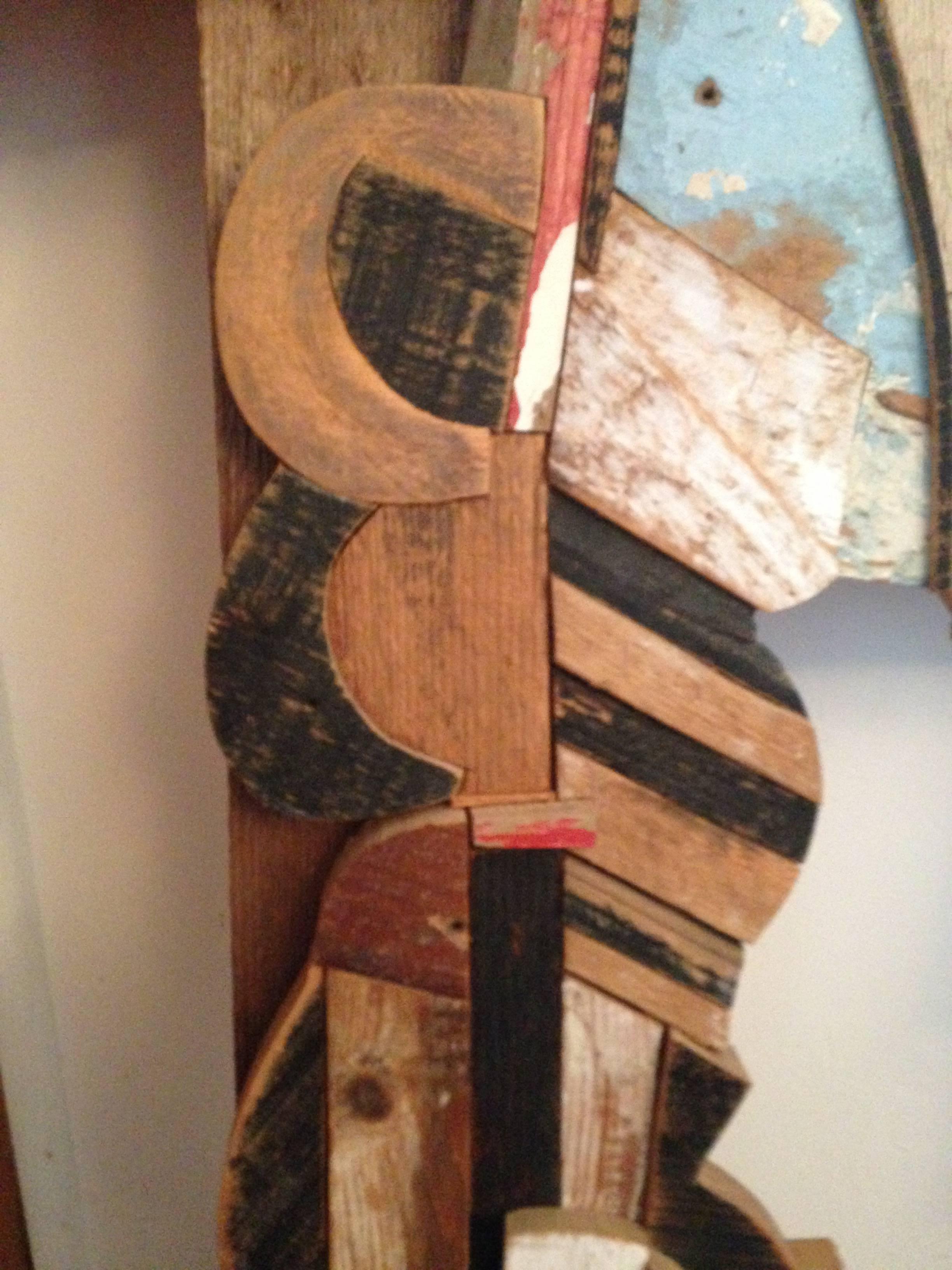 Reclaimed Wood Abstract Wood Collage by Felice Antonio Botta, Italy, 20th Century For Sale