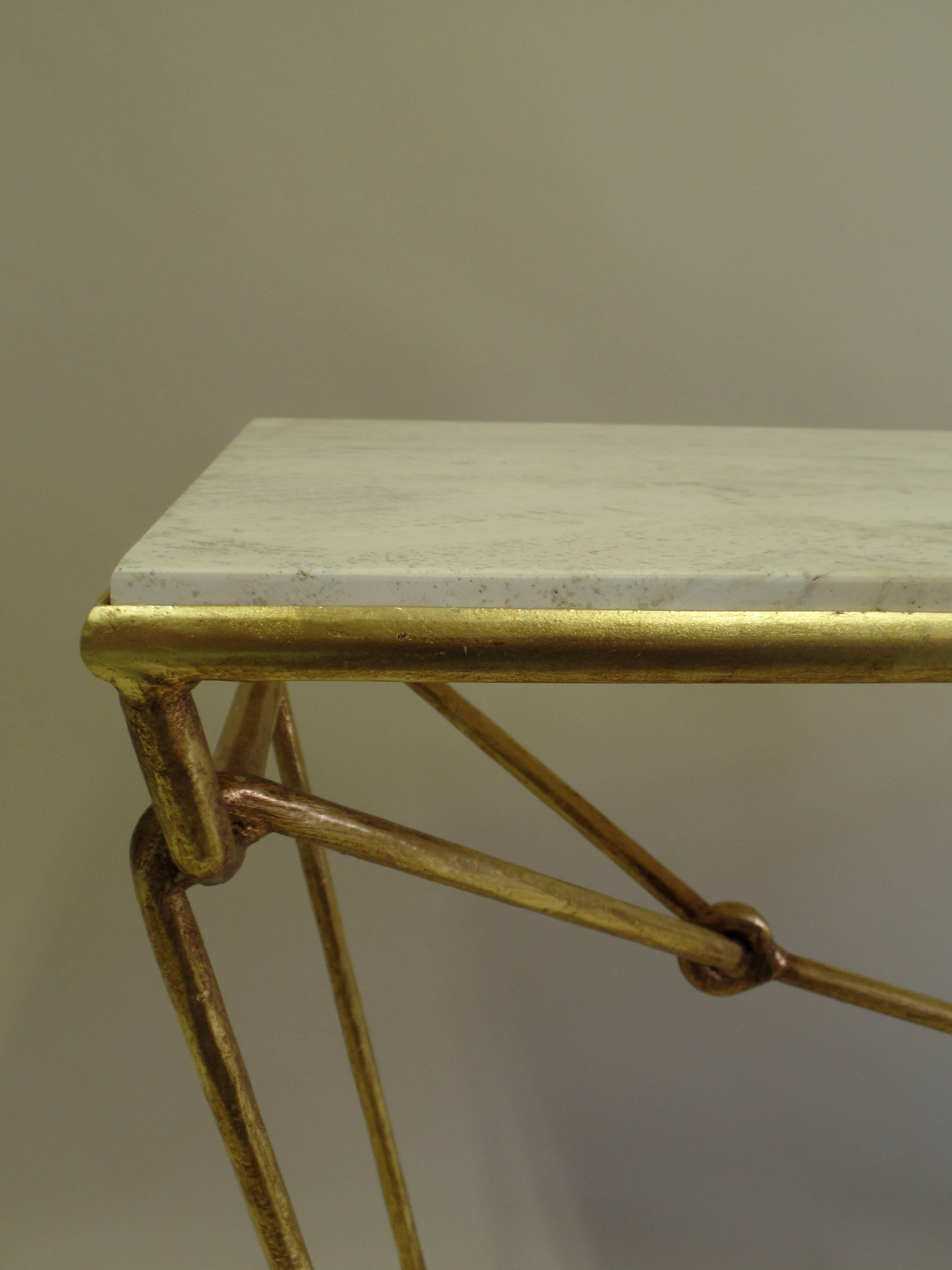 20th Century Italian Modern Neoclassical Gilt Iron Console by Giovanni Banci for Hermes For Sale