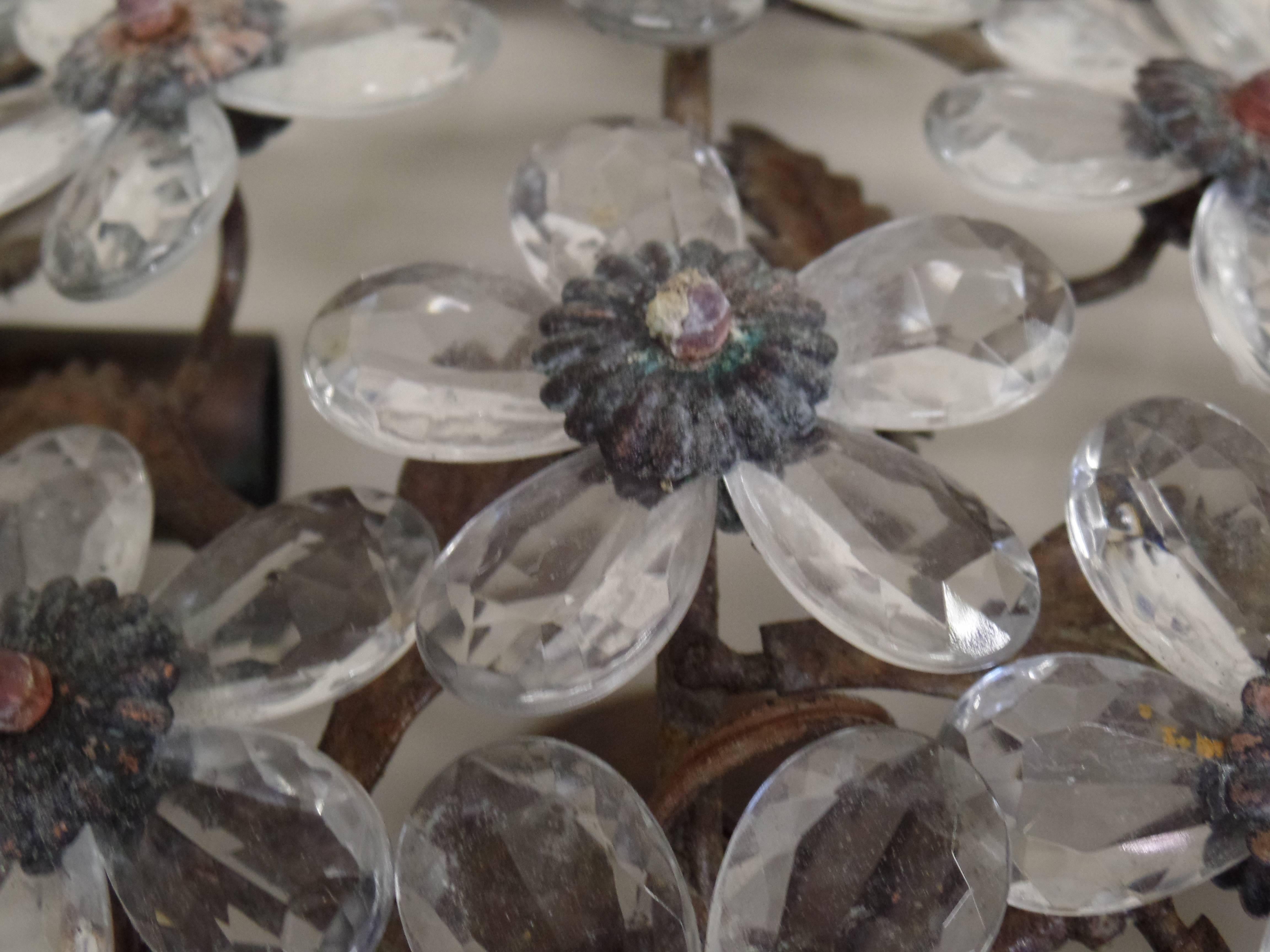 Italienische Einbaubeleuchtung aus Muranoglas / venezianischem Kristall / Glas mit Blumenmuster aus der Mitte des Jahrhunderts im Zustand „Gut“ im Angebot in New York, NY