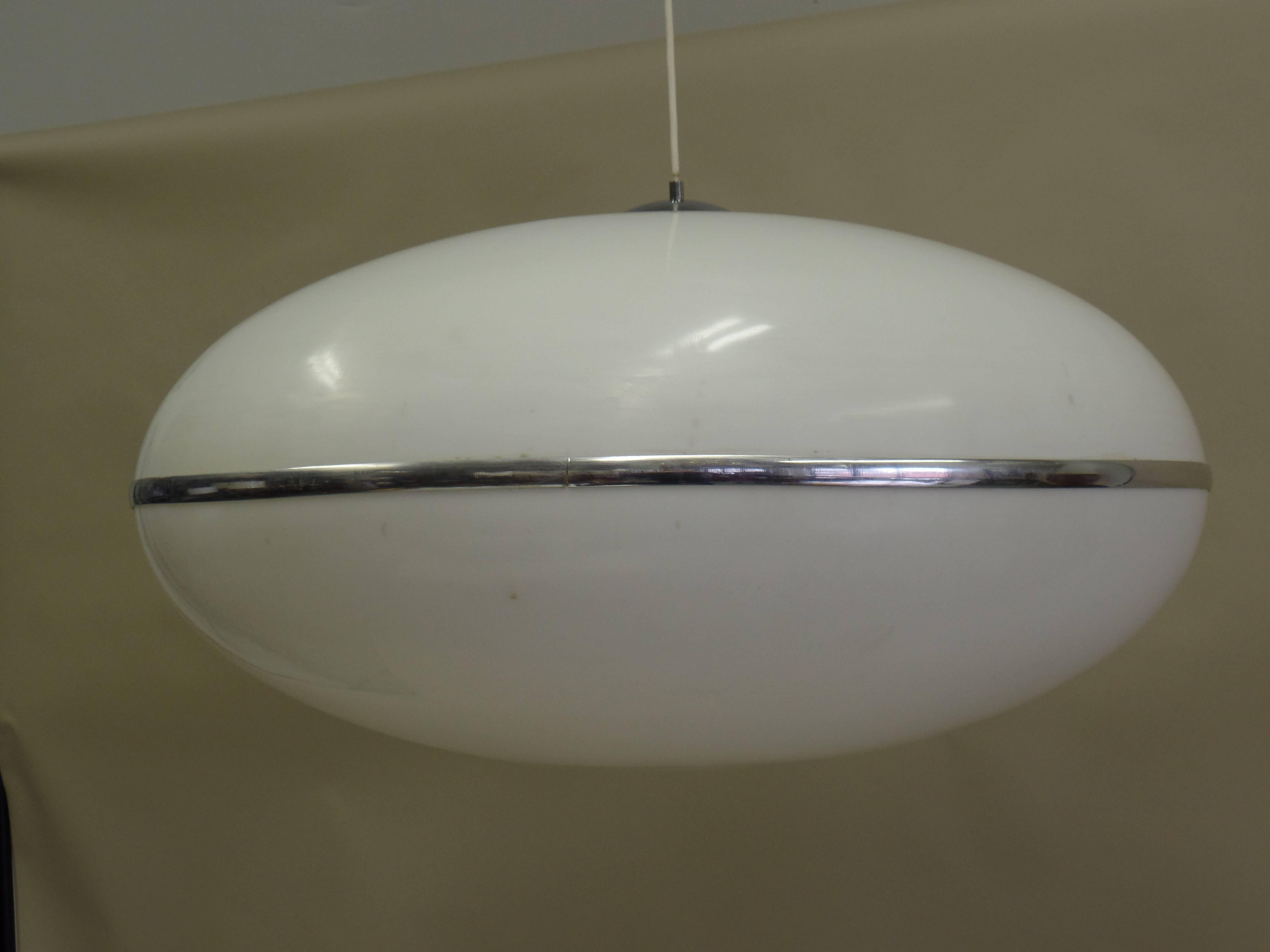 20th Century Large Italian Mid-Century Modern Saucer / Disc Form Chandelier / Pendant, 1970 For Sale