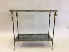 French Brass Faux Bamboo and Mirror Console / Sofa Table by Maison Bagues 