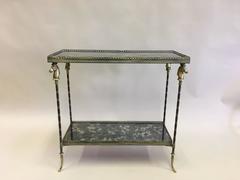 French Brass Faux Bamboo and Mirror Console / Sofa Table by Maison Bagues