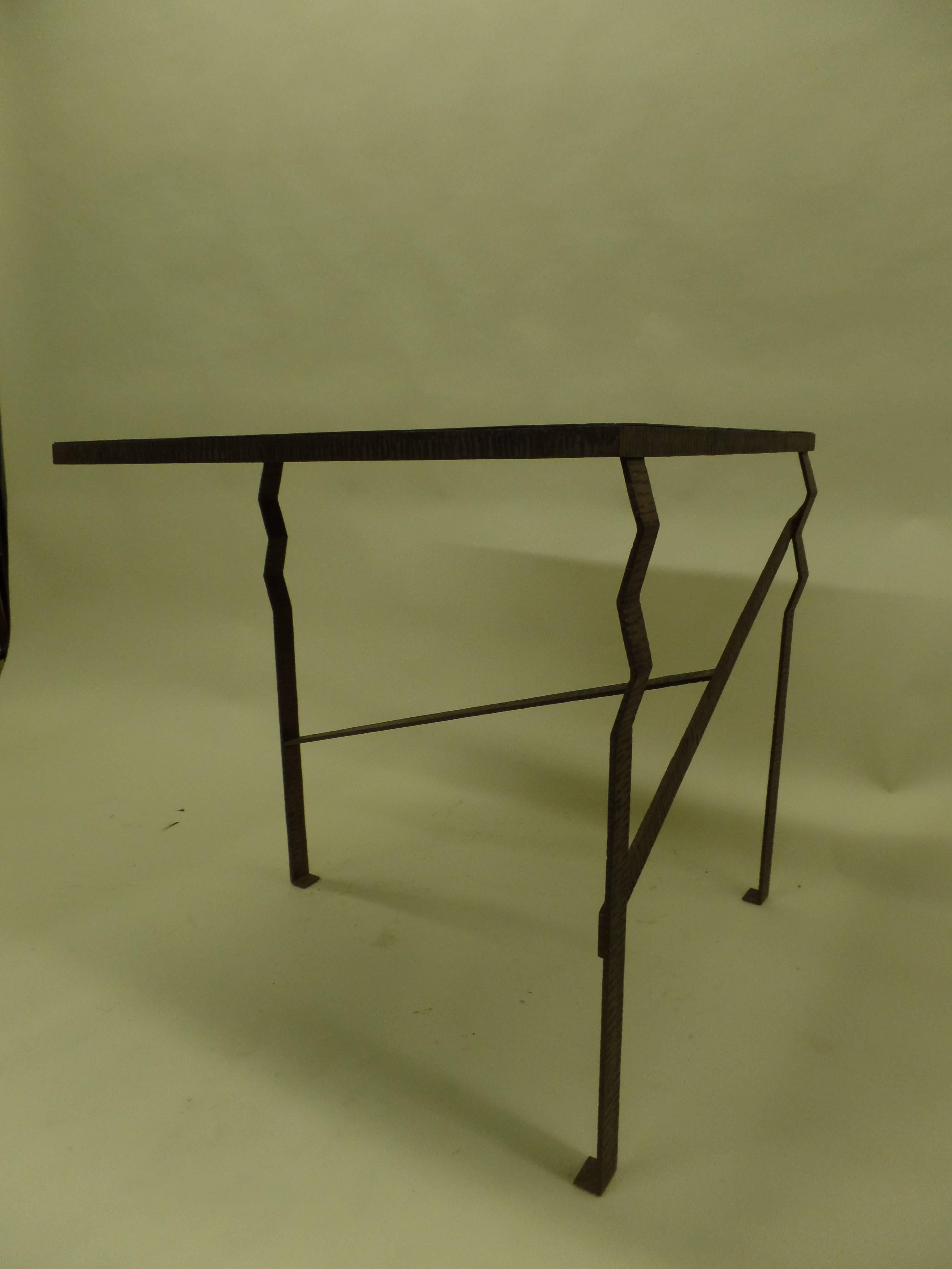 French Art Deco Hand Hammered Copper & Bronze Console / Center Table, Paul Kiss For Sale 1