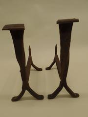 Pair of French 1930s Wrought Iron Andirons