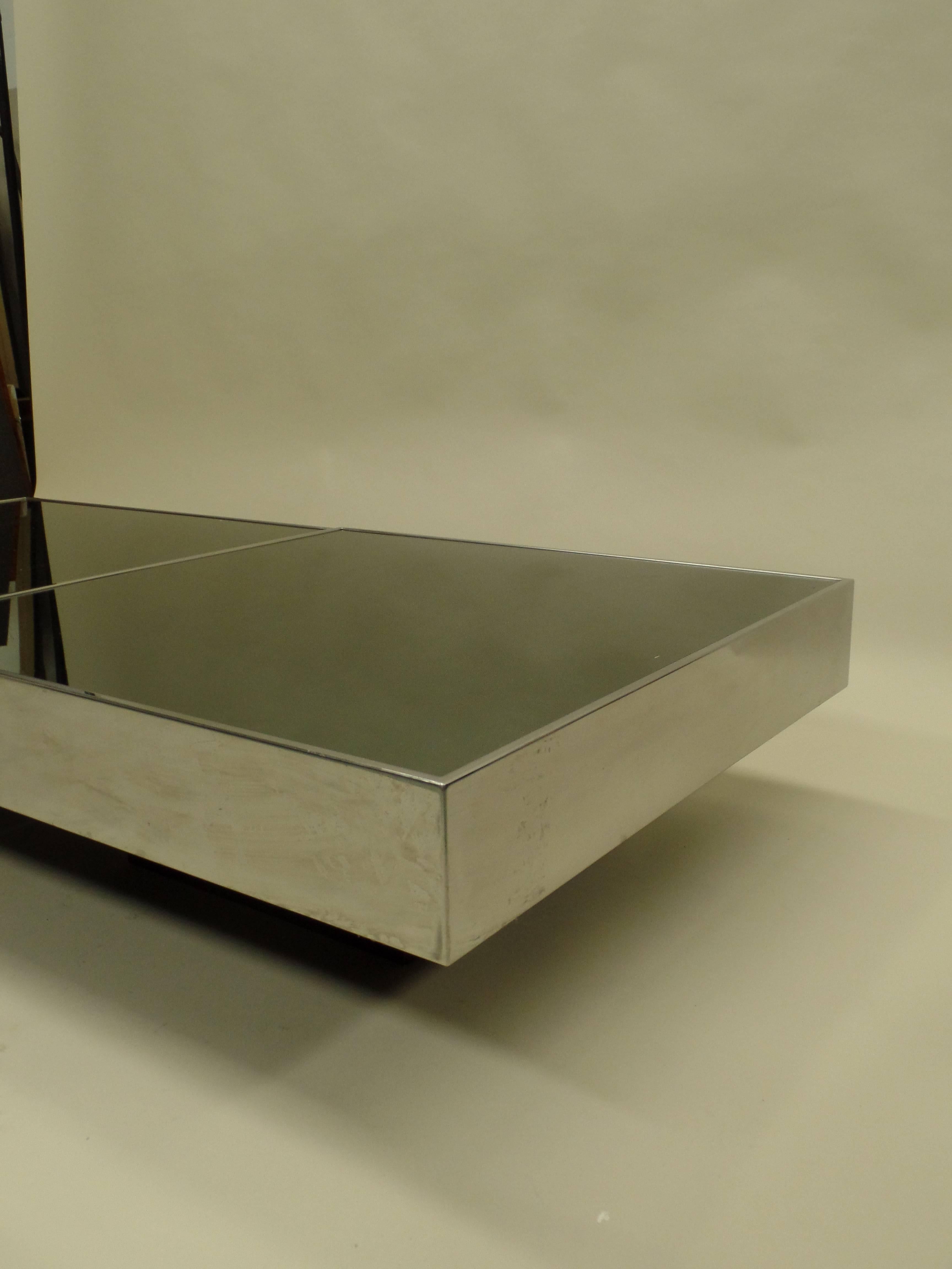 Stainless Steel Large Two-Part Italian Mid-Century Modern Coffee Table by Willy Rizzo for Cidue