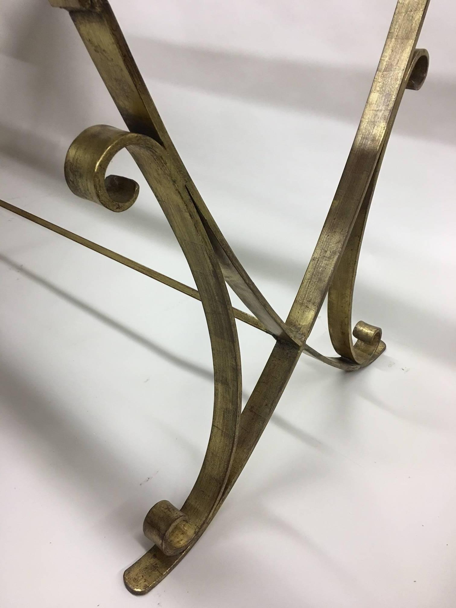20th Century French Modern Neoclassical Gilt Iron Dining Table Raymond Subes Attributed, 1930