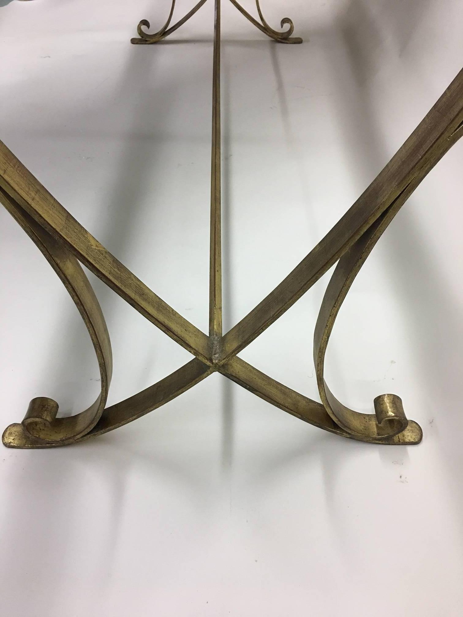 Mid-Century Modern French Modern Neoclassical Gilt Iron Dining Table Raymond Subes Attributed, 1930