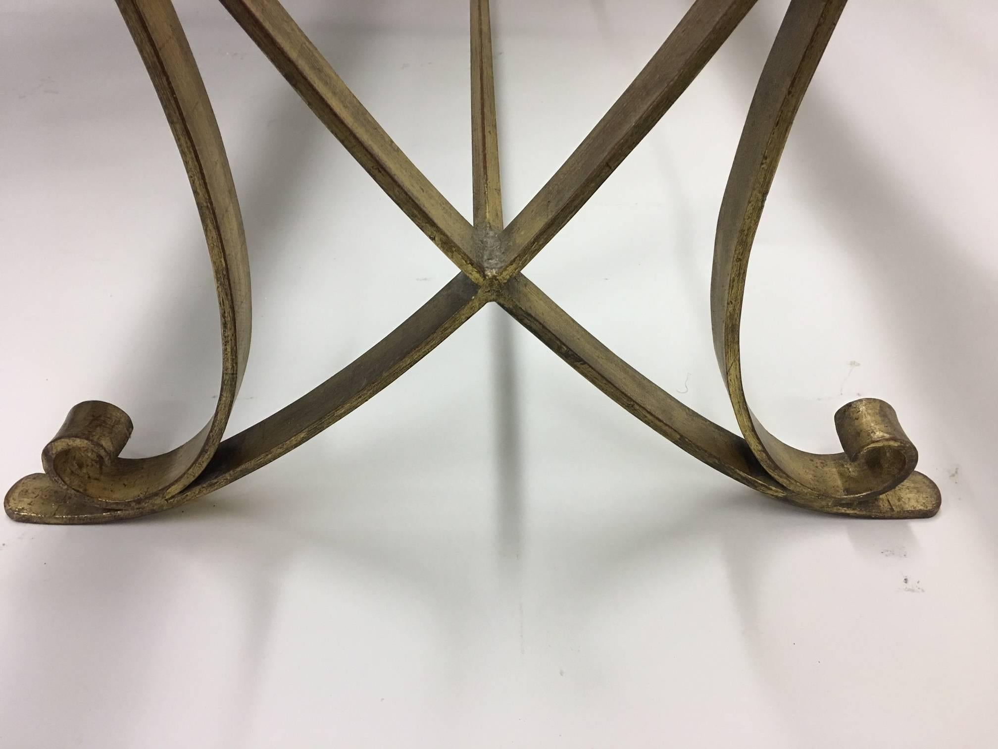French Modern Neoclassical Gilt Iron Dining Table Raymond Subes Attributed, 1930 In Good Condition In New York, NY