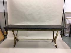 French Modern Neoclassical Gilt Iron Dining Table Raymond Subes Attributed, 1930